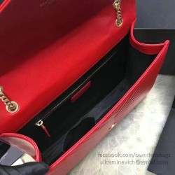 Replica Saint Laurent Classic Large Monogram Shoulder Bag in Red Grained Matelasse 396910