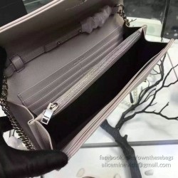Replica Saint Laurent Light Pink Grained Matelasse Leather Chain Wallet Y221220