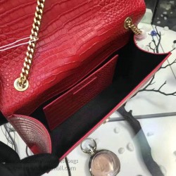 Replica Saint Laurent Medium Kate Monogram Tassel Croco Leather Shoulder Bag Red Y121230