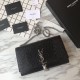 Fake YSL Saint Laurent Medium Kate Monogram Tassel Croco Leather Shoulder Bag Black Silver Replica Replica YSL Saint Laurent Medium Kate Monogram Tassel Croco Leather Shoulder Bag Black Silver