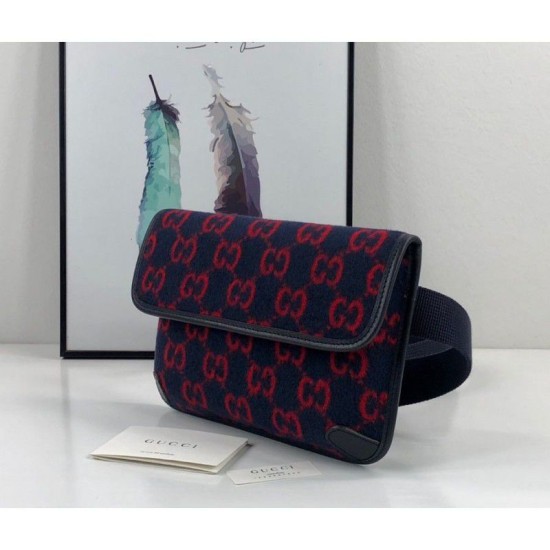 Fake Gucci GG Wool Belt Bag 598181 Blue / Red Replica Fake Gucci GG Wool Belt Bag 598181 Blue / Red Replica