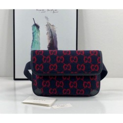Fake Gucci GG Wool Belt Bag 598181 Blue / Red Replica