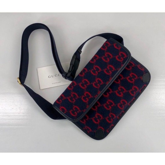 Fake Gucci GG Wool Belt Bag 598181 Blue / Red Replica Fake Gucci GG Wool Belt Bag 598181 Blue / Red Replica