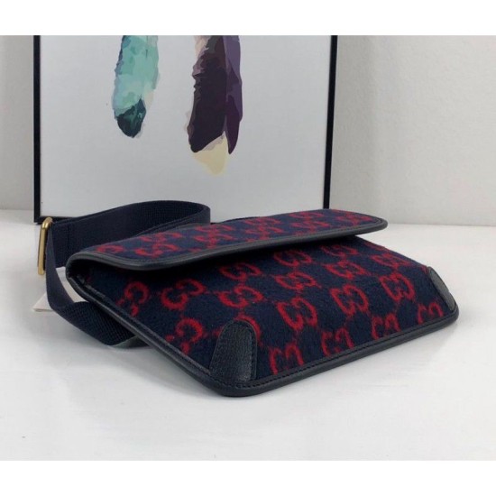Fake Gucci GG Wool Belt Bag 598181 Blue / Red Replica Fake Gucci GG Wool Belt Bag 598181 Blue / Red Replica