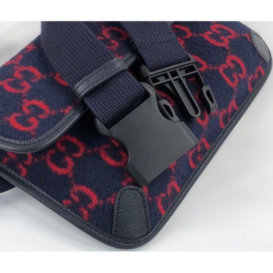Fake Gucci GG Wool Belt Bag 598181 Blue / Red Replica Fake Gucci GG Wool Belt Bag 598181 Blue / Red Replica