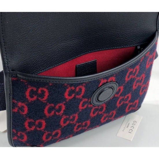 Fake Gucci GG Wool Belt Bag 598181 Blue / Red Replica Fake Gucci GG Wool Belt Bag 598181 Blue / Red Replica