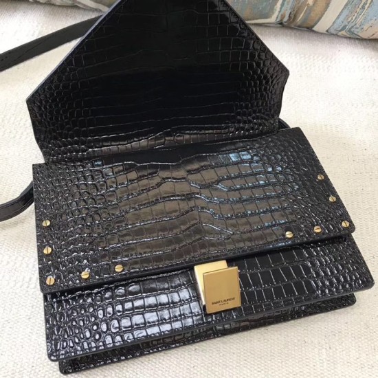 Replica YSL Saint Laurent Margaux Satchel Crocodile Embossed Black Replica YSL Saint Laurent Margaux Satchel Crocodile Embossed Black