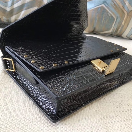 Replica YSL Saint Laurent Margaux Satchel Crocodile Embossed Black Replica YSL Saint Laurent Margaux Satchel Crocodile Embossed Black
