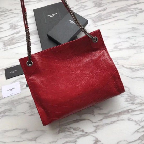 Replica YSL Saint Lauren Niki Medium Shopping Bag Crinkled Vintage Leather Red Fake YSL Saint Lauren Niki Medium Shopping Bag Crinkled Vintage Leather Red Replica