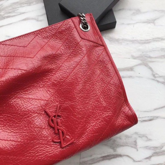 Replica YSL Saint Lauren Niki Medium Shopping Bag Crinkled Vintage Leather Red Fake YSL Saint Lauren Niki Medium Shopping Bag Crinkled Vintage Leather Red Replica
