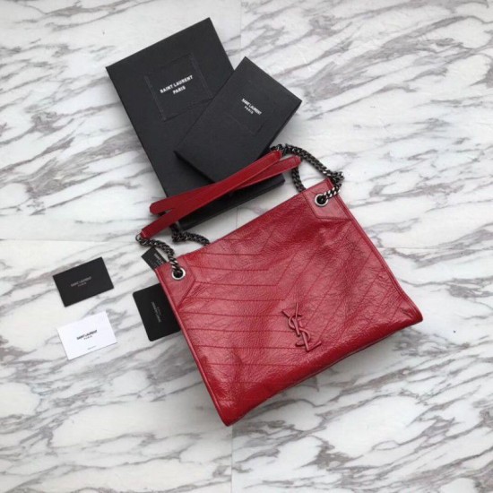 Replica YSL Saint Lauren Niki Medium Shopping Bag Crinkled Vintage Leather Red Fake YSL Saint Lauren Niki Medium Shopping Bag Crinkled Vintage Leather Red Replica