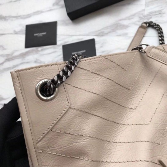 Replica YSL Saint Lauren Niki Medium Shopping Bag Crinkled Vintage Leather Gray Replica YSL Saint Lauren Niki Medium Shopping Bag Crinkled Vintage Leather Gray