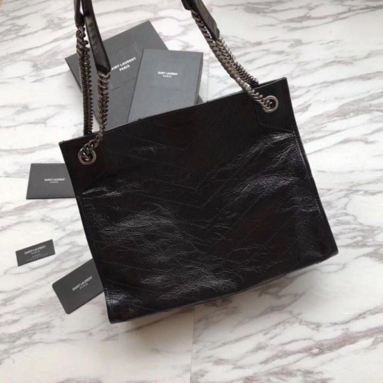 Replica YSL Saint Lauren Niki Medium Shopping Bag Crinkled Vintage Leather Black Replica YSL Saint Lauren Niki Medium Shopping Bag Crinkled Vintage Leather Black