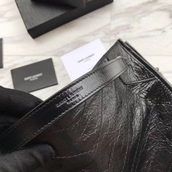 Replica YSL Saint Lauren Niki Medium Shopping Bag Crinkled Vintage Leather Black Replica YSL Saint Lauren Niki Medium Shopping Bag Crinkled Vintage Leather Black
