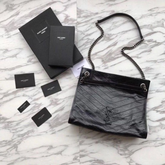 Replica YSL Saint Lauren Niki Medium Shopping Bag Crinkled Vintage Leather Black Replica YSL Saint Lauren Niki Medium Shopping Bag Crinkled Vintage Leather Black
