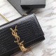 Fake YSL Saint Laurent Mini Kate Chain Wallet Crocodile Embossed Leather Black Gold Hardware Replica Replica YSL Saint Laurent Mini Kate Chain Wallet Crocodile Embossed Leather Black Gold Hardware