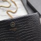 Fake YSL Saint Laurent Mini Kate Chain Wallet Crocodile Embossed Leather Black Gold Hardware Replica Replica YSL Saint Laurent Mini Kate Chain Wallet Crocodile Embossed Leather Black Gold Hardware