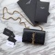 Fake YSL Saint Laurent Mini Kate Chain Wallet Crocodile Embossed Leather Black Gold Hardware Replica Replica YSL Saint Laurent Mini Kate Chain Wallet Crocodile Embossed Leather Black Gold Hardware