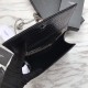 Fake YSL Saint Laurent Mini Kate Chain Wallet Crocodile Embossed Leather Black Silver Hardware Replica Replica YSL Saint Laurent Mini Kate Chain Wallet Crocodile Embossed Leather Black Silver Hardware