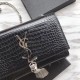 Fake YSL Saint Laurent Mini Kate Chain Wallet Crocodile Embossed Leather Black Silver Hardware Replica Replica YSL Saint Laurent Mini Kate Chain Wallet Crocodile Embossed Leather Black Silver Hardware