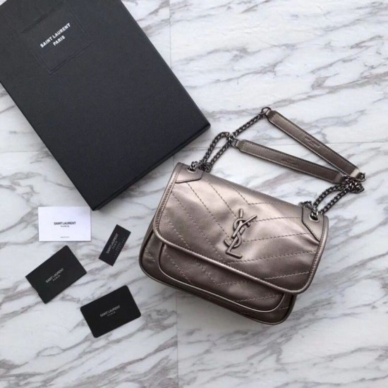 Replica YSL Saint Laurent Medium Niki Chain Bag Gray Fake YSL Saint Laurent Medium Niki Chain Bag Gray Replica