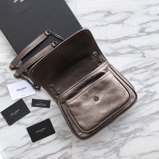 Replica YSL Saint Laurent Medium Niki Chain Bag Gray Fake YSL Saint Laurent Medium Niki Chain Bag Gray Replica