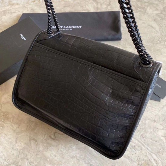 Replica YSL Saint Laurent Medium Niki Chain Bag Crocodile Black Fake YSL Saint Laurent Medium Niki Chain Bag Crocodile Black Replica