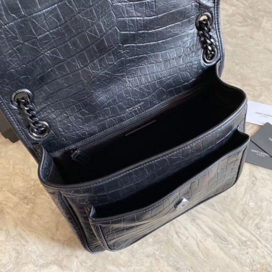 Replica YSL Saint Laurent Medium Niki Chain Bag Crocodile Black Fake YSL Saint Laurent Medium Niki Chain Bag Crocodile Black Replica