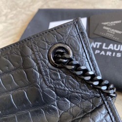 Replica YSL Saint Lauren Niki Medium Shopping Bag Crocodile Black