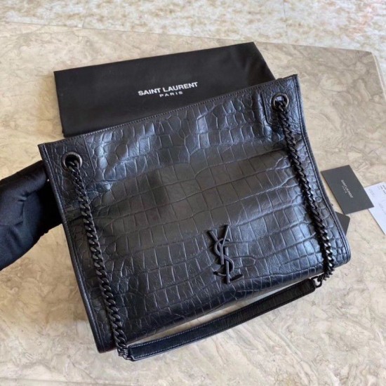 Replica YSL Saint Lauren Niki Medium Shopping Bag Crocodile Black Replica YSL Saint Lauren Niki Medium Shopping Bag Crocodile Black