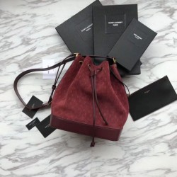 Replica YSL Saint Laurent Teddy Bucket Bag Matte leather Claret