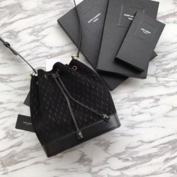 Replica YSL Saint Laurent Teddy Bucket Bag Matte leather Black