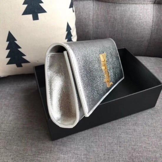 Replica YSL Saint Laurent Classic Clutch Silver Replica YSL Saint Laurent Classic Clutch Silver