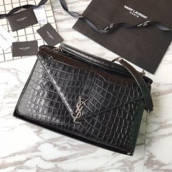 Replica YSL Saint Laurent Envelope Bag in Crocodile Pattern Black