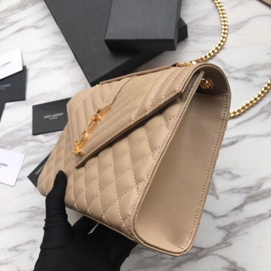Replica YSL Saint Laurent Envelope Small Bag Grain Embossed Apricot Replica YSL Saint Laurent Envelope Small Bag Grain Embossed Apricot