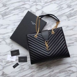 Replica YSL Saint Laurent Shoping Bag Graind leather Black