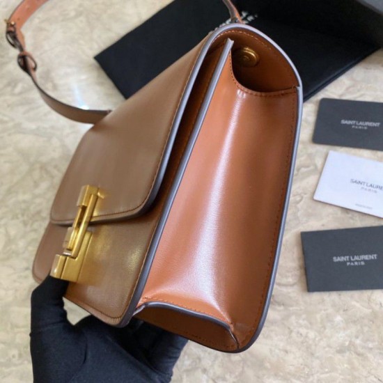 Fake YSL Saint Laurent Carre Satchel Monogram Bag Brown Replica Replica YSL Saint Laurent Carre Satchel Monogram Bag Brown