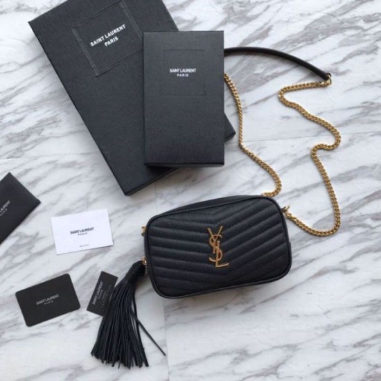 Replica YSL Saint Laurent LouLou Chain Bag Black Replica YSL Saint Laurent LouLou Chain Bag Black