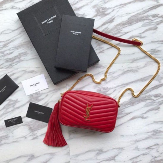 Replica YSL Saint Laurent LouLou Chain Bag Red Fake YSL Saint Laurent LouLou Chain Bag Red Replica