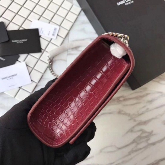 Fake YSL Saint Laurent Medium Kate Monogram Tassel Croco Leather Shoulder Bag Claret Replica Replica YSL Saint Laurent Medium Kate Monogram Tassel Croco Leather Shoulder Bag Claret