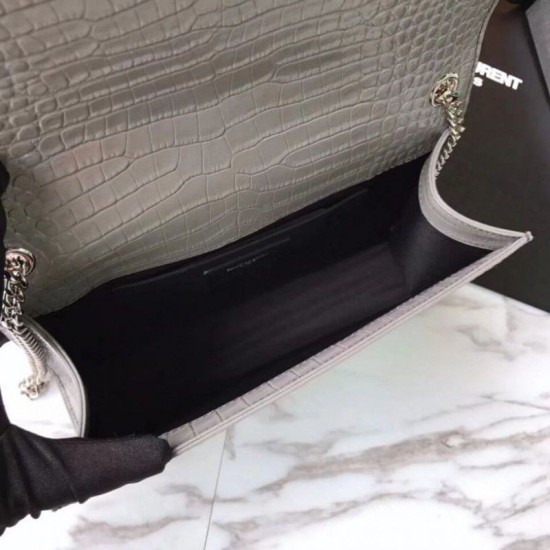 Replica YSL Saint Laurent Medium Kate Monogram Tassel Croco Leather Shoulder Bag Gray Replica YSL Saint Laurent Medium Kate Monogram Tassel Croco Leather Shoulder Bag Gray