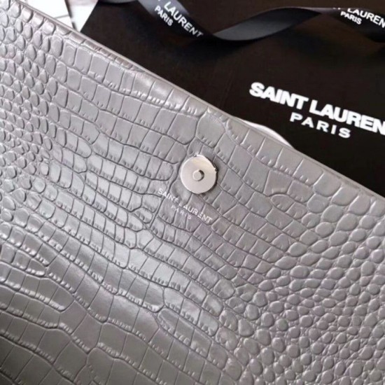 Replica YSL Saint Laurent Medium Kate Monogram Tassel Croco Leather Shoulder Bag Gray Replica YSL Saint Laurent Medium Kate Monogram Tassel Croco Leather Shoulder Bag Gray