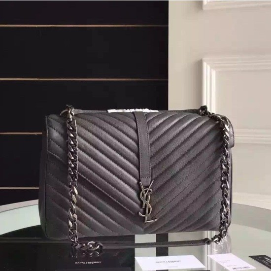 Replica Saint Laurent Large Monogram College Bag in Anthracite Goatskin Replica Saint Laurent Large Monogram College Bag in Anthracite Goatskin