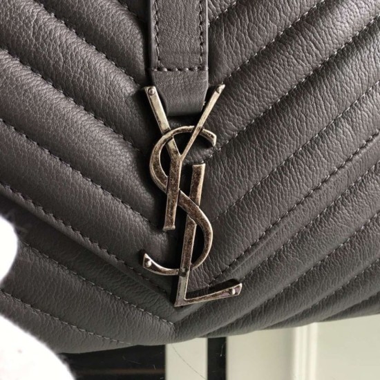 Replica Saint Laurent Large Monogram College Bag in Anthracite Goatskin Replica Saint Laurent Large Monogram College Bag in Anthracite Goatskin