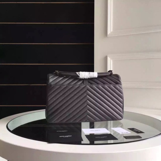 Replica Saint Laurent Large Monogram College Bag in Anthracite Goatskin Replica Saint Laurent Large Monogram College Bag in Anthracite Goatskin