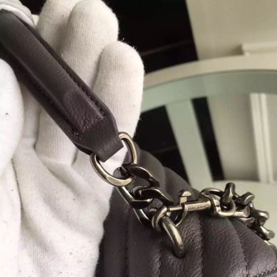 Replica Saint Laurent Large Monogram College Bag in Anthracite Goatskin Replica Saint Laurent Large Monogram College Bag in Anthracite Goatskin