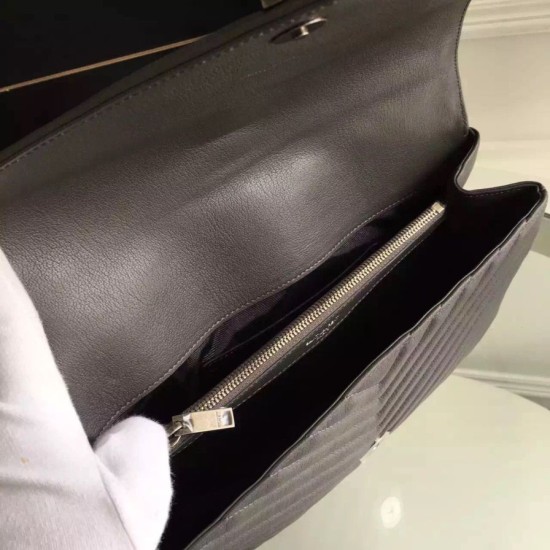 Replica Saint Laurent Large Monogram College Bag in Anthracite Goatskin Replica Saint Laurent Large Monogram College Bag in Anthracite Goatskin