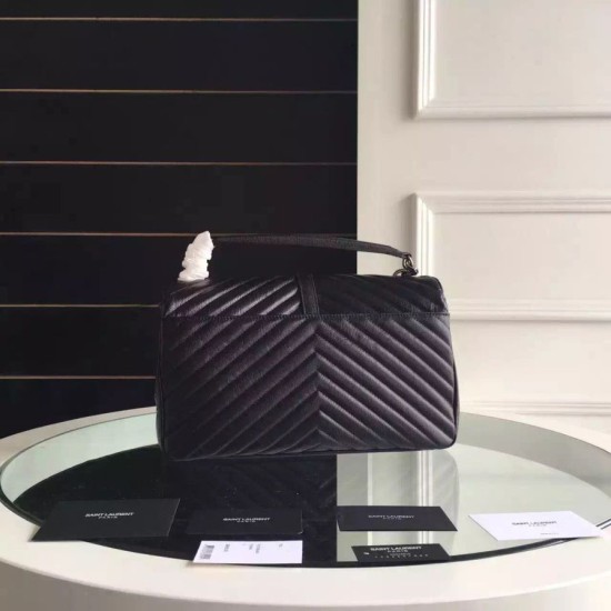 Replica Saint Laurent Large Monogram College Bag in Black Goatskin Replica Saint Laurent Large Monogram College Bag in Black Goatskin