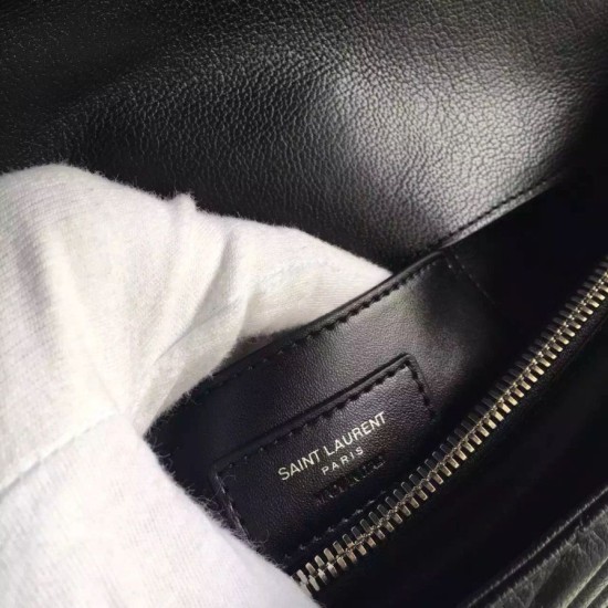 Replica Saint Laurent Large Monogram College Bag in Black Goatskin Replica Saint Laurent Large Monogram College Bag in Black Goatskin