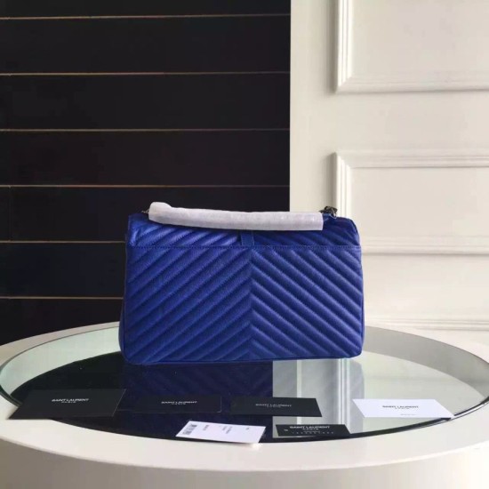 Replica Saint Laurent Large Monogram College Bag in Blue Goatskin Replica Saint Laurent Large Monogram College Bag in Blue Goatskin